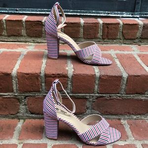 Red, White and Blue Striped Canvas Sandals